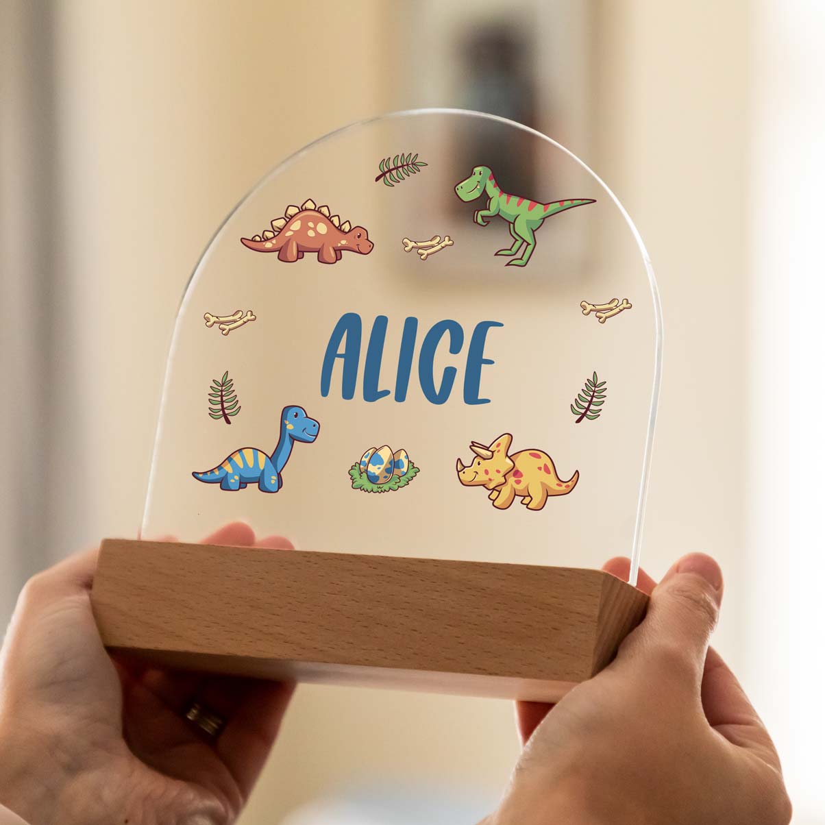 Personalised Dinosaur Night Light For Children