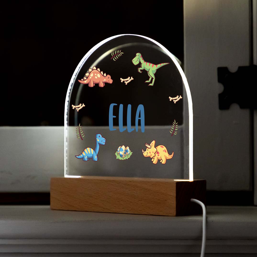 Personalised Dinosaur Night Light For Children