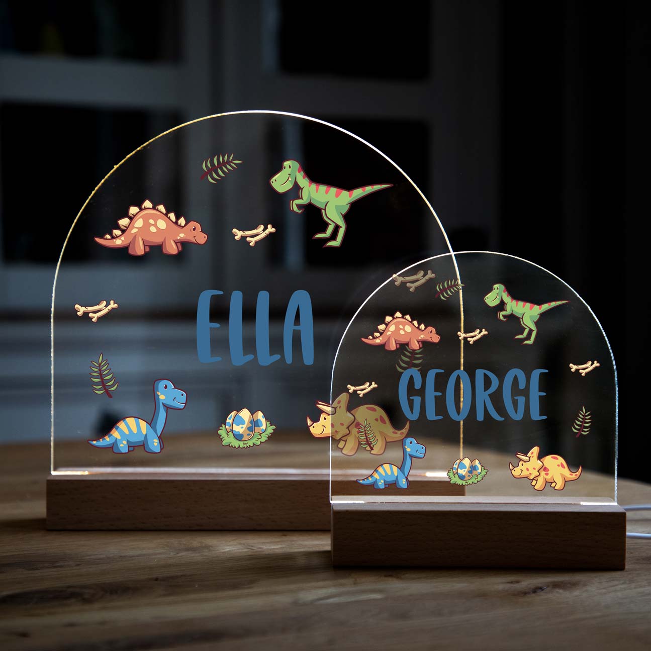 Personalised Dinosaur Night Light For Children