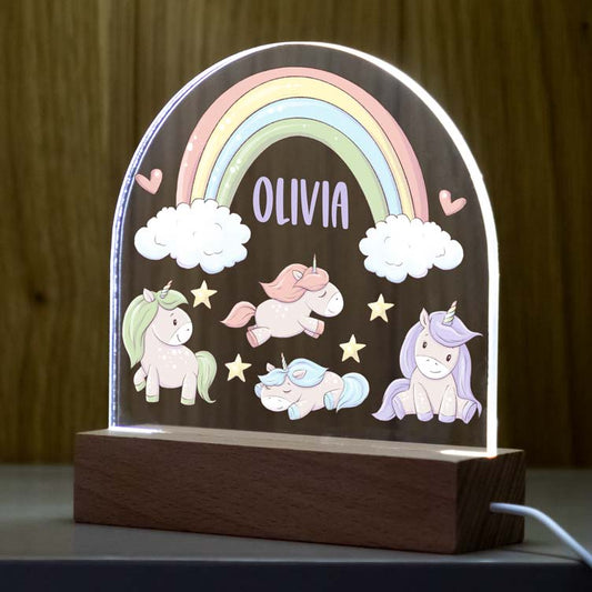 Personalised Unicorns and Rainbow Night Light