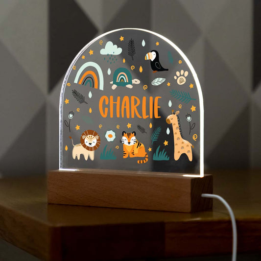 Personalised Safari Animals Night Light For Children