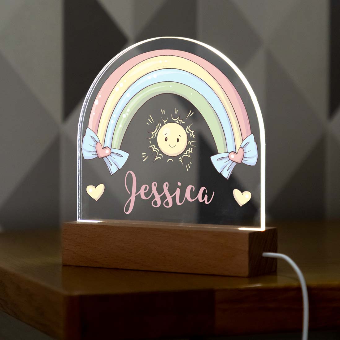Personalised Rainbow Sunshine Night Light For Children