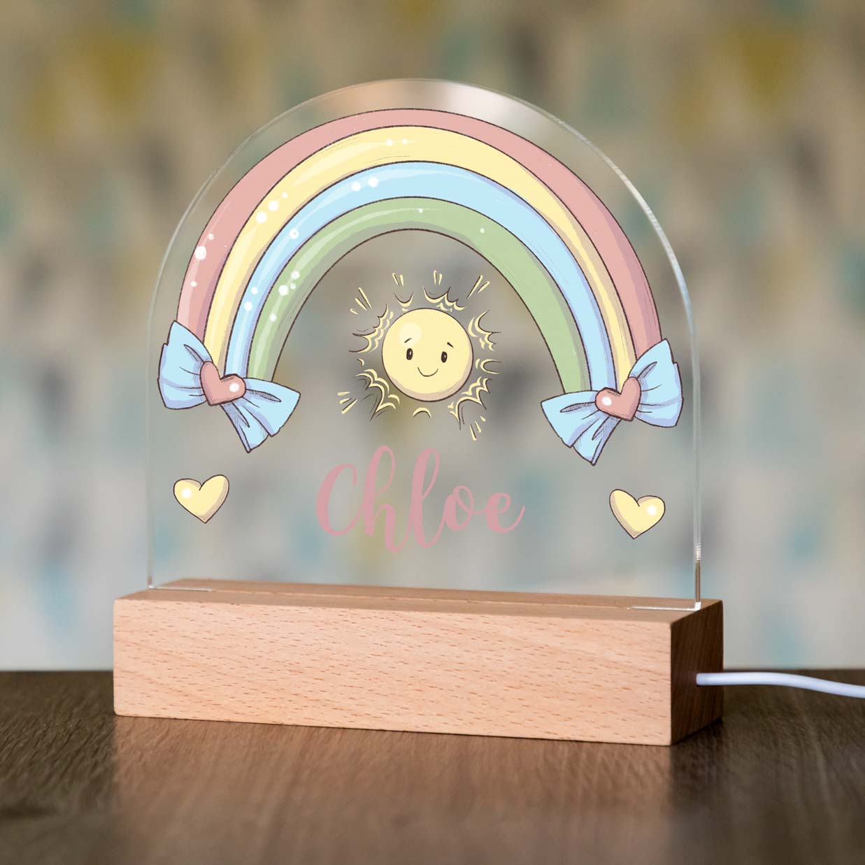 Personalised Rainbow Sunshine Night Light For Children