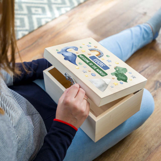 Personalised Dinosaur Keepsake Box New Baby Gift