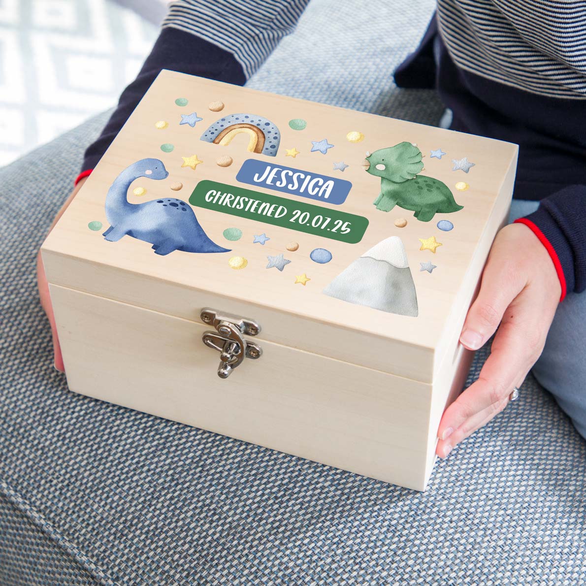 Personalised Dinosaur Keepsake Box New Baby Gift