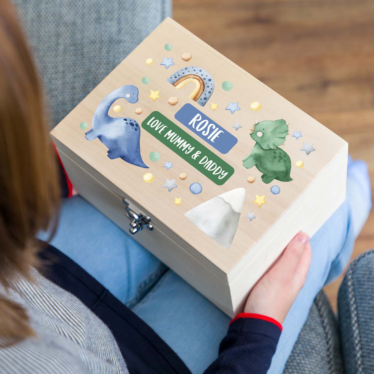 Personalised Dinosaur Keepsake Box New Baby Gift