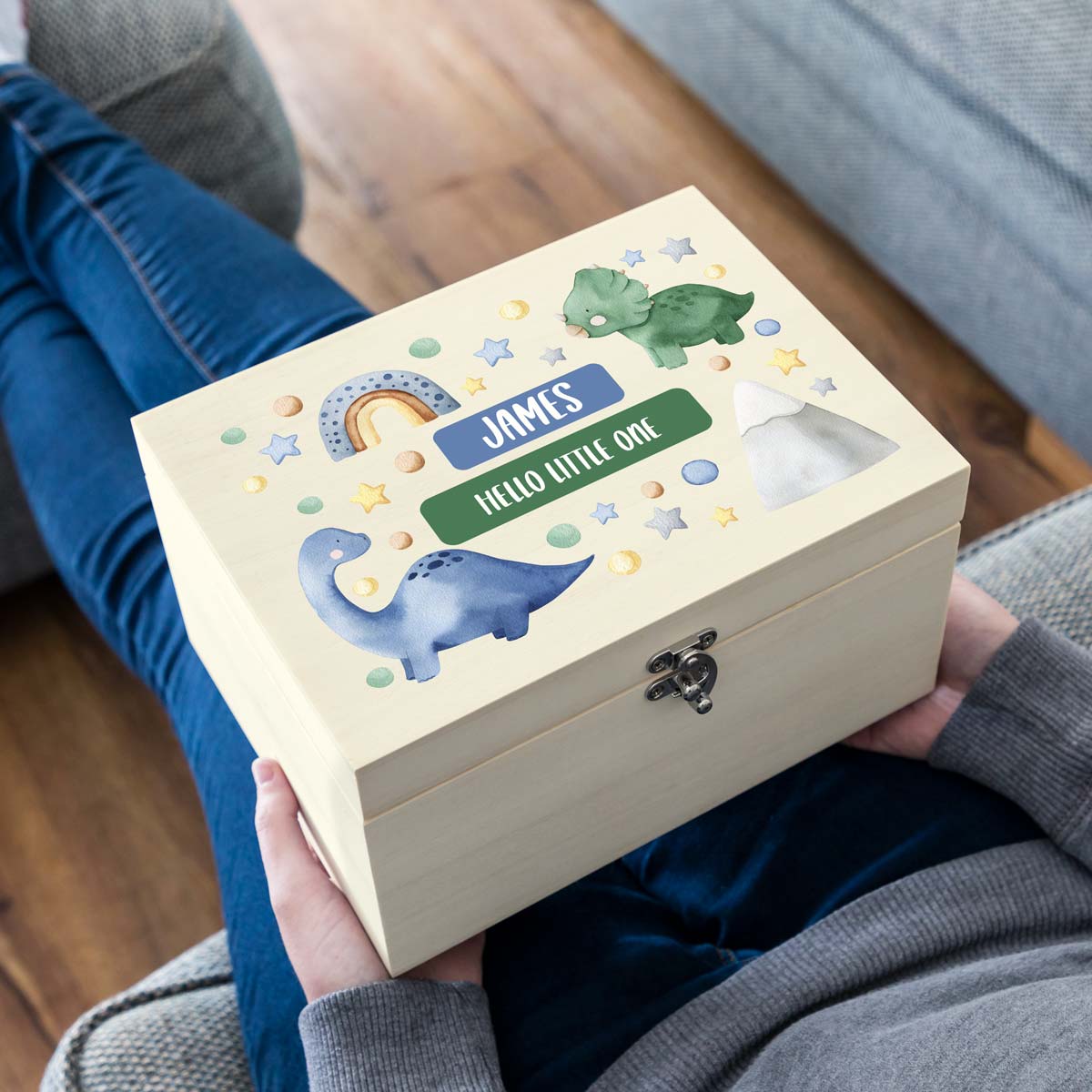 Personalised Dinosaur Keepsake Box New Baby Gift