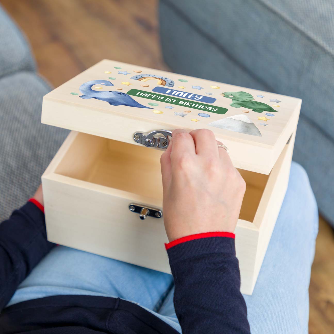 Personalised Dinosaur Keepsake Box New Baby Gift