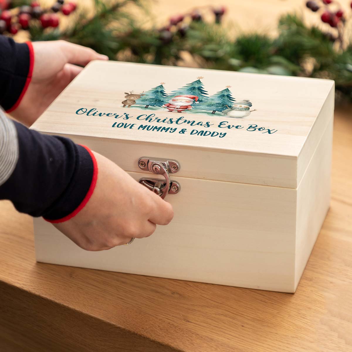 Personalised Christmas Eve Box With Santa Snowman and Reindeer