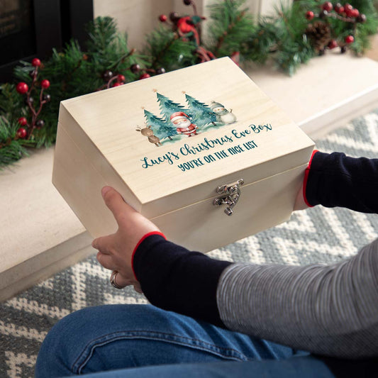 Personalised Christmas Eve Box With Santa Snowman and Reindeer