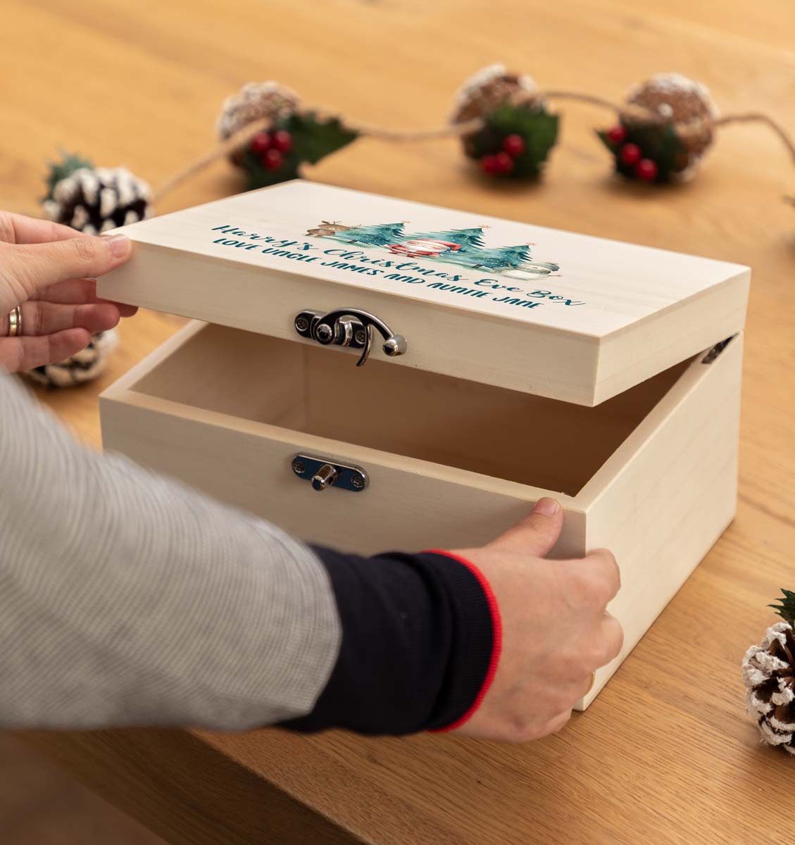 Personalised Christmas Eve Box With Santa Snowman and Reindeer