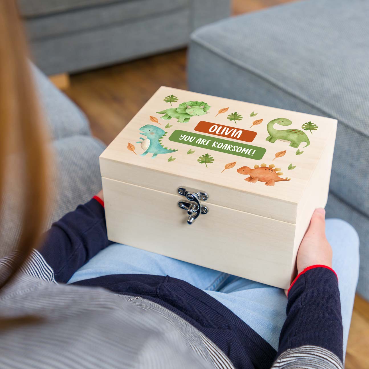 Personalised Dinosaur Keepsake Box Gift For Children