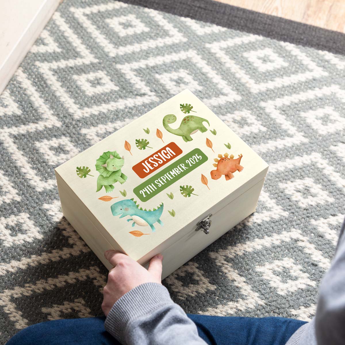 Personalised Dinosaur Keepsake Box Gift For Children