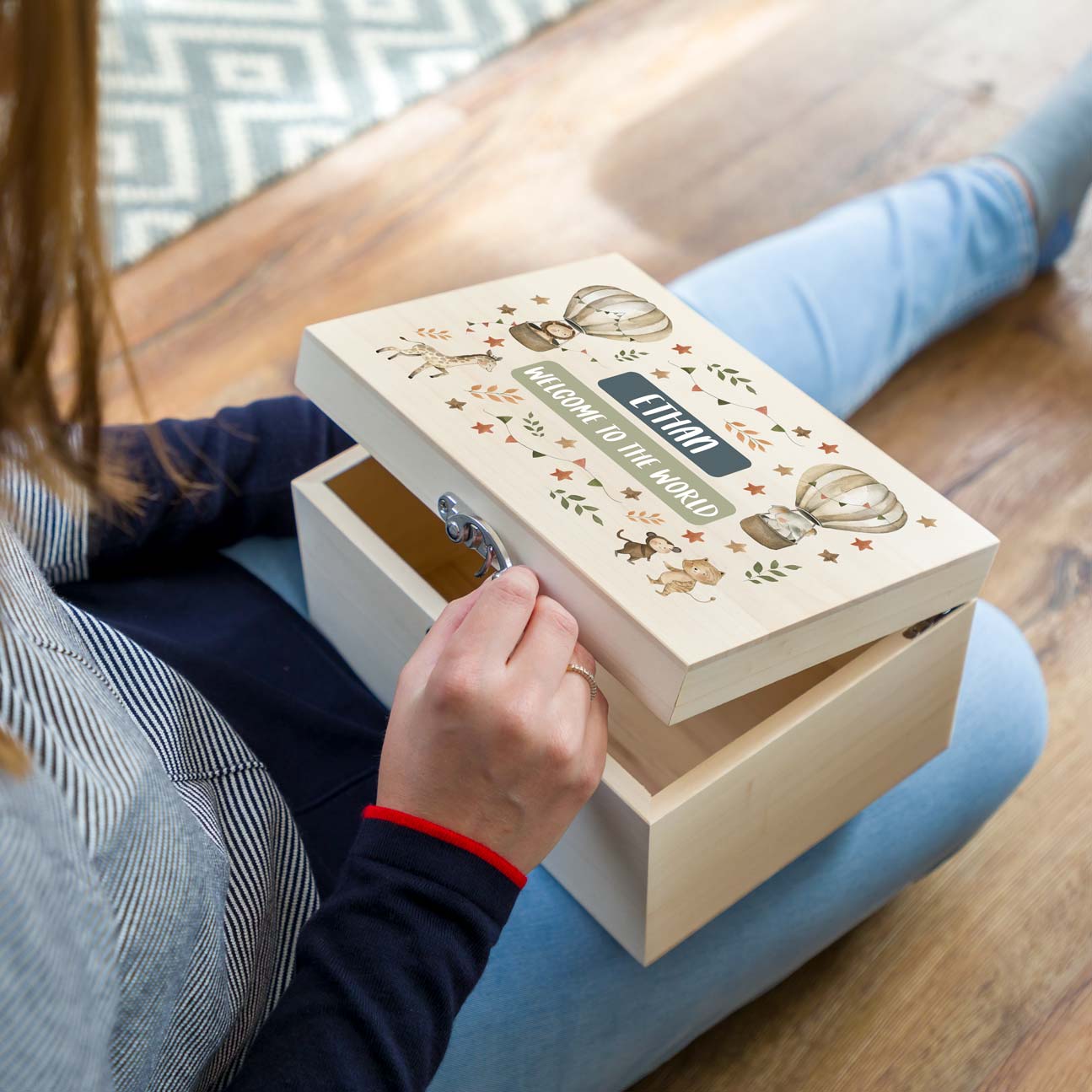 Personalised Safari Animals Keepsake Box Gift For Children