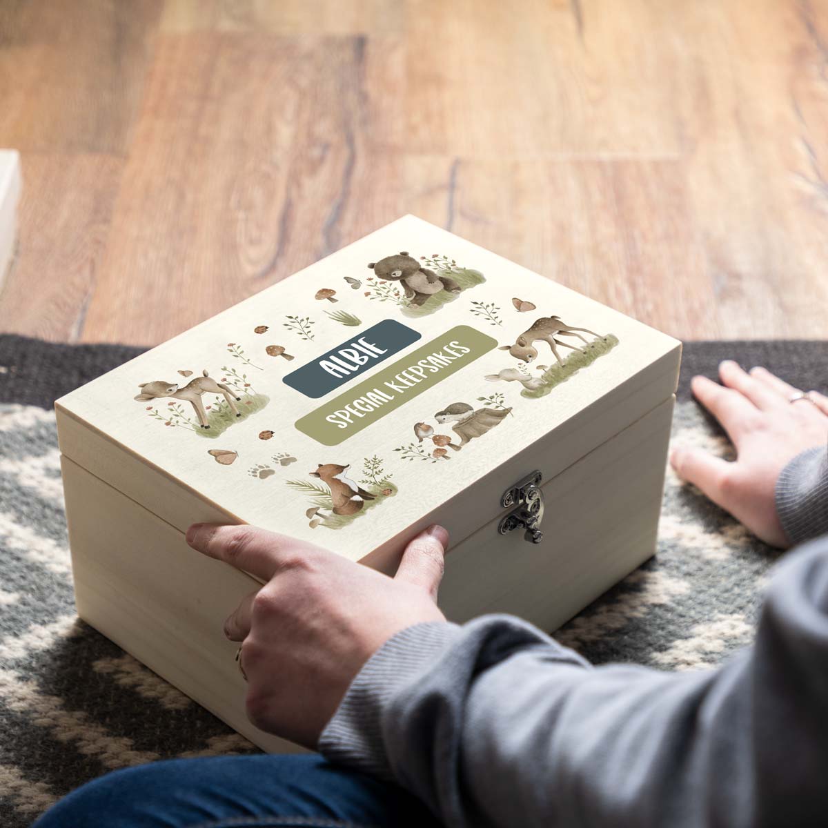 Personalised Woodland Animals Keepsake Box Gift For Children
