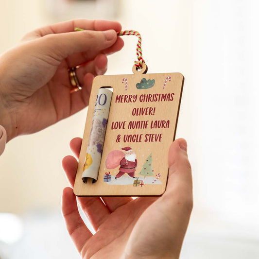 Personalised Christmas Money Holder Gift With Santa