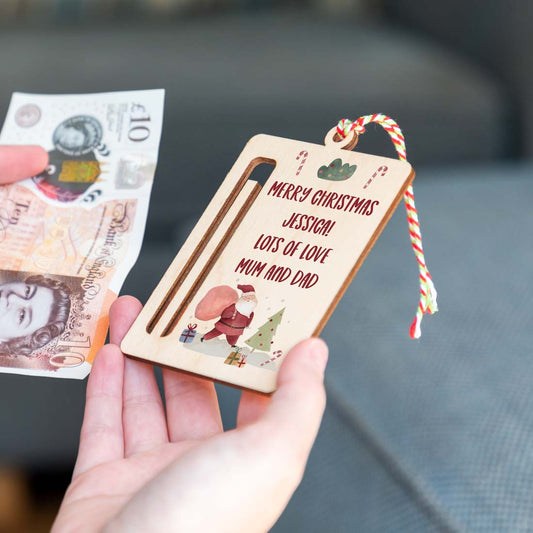 Personalised Christmas Money Holder Gift With Santa