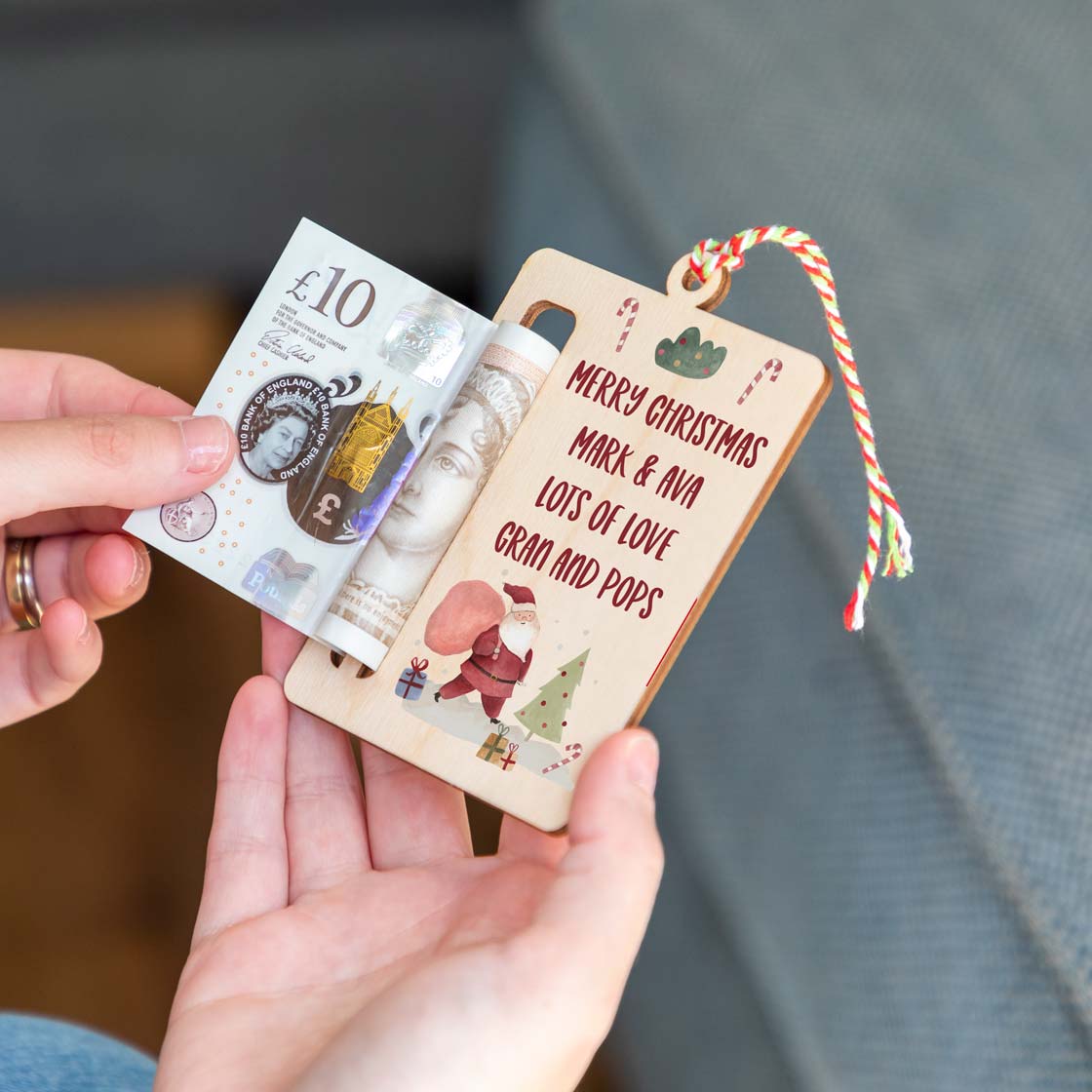 Personalised Christmas Money Holder Gift With Santa