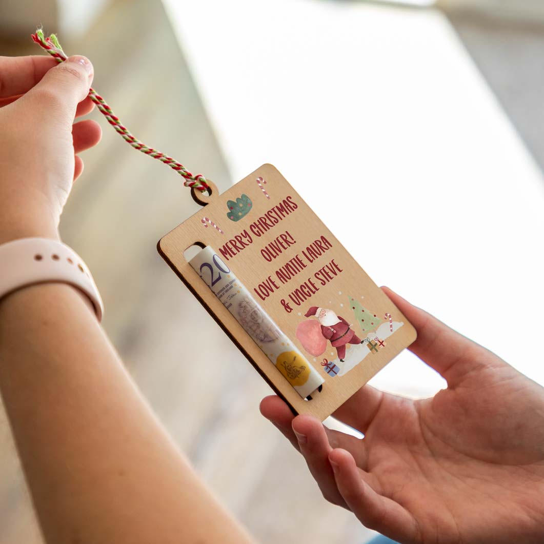 Personalised Christmas Money Holder Gift With Santa