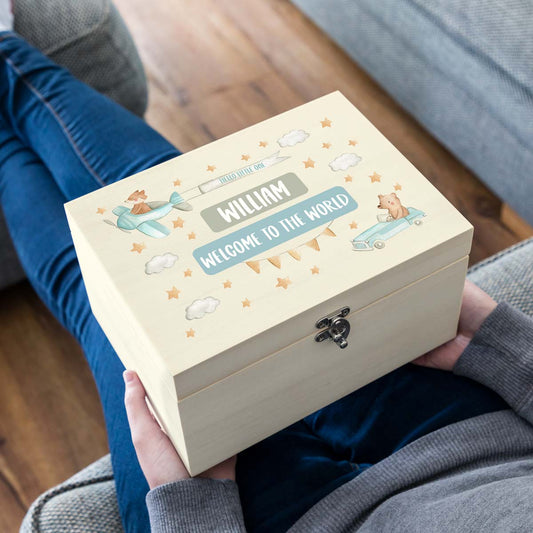 Personalised Bear and Fox Keepsake Box Gift For Children