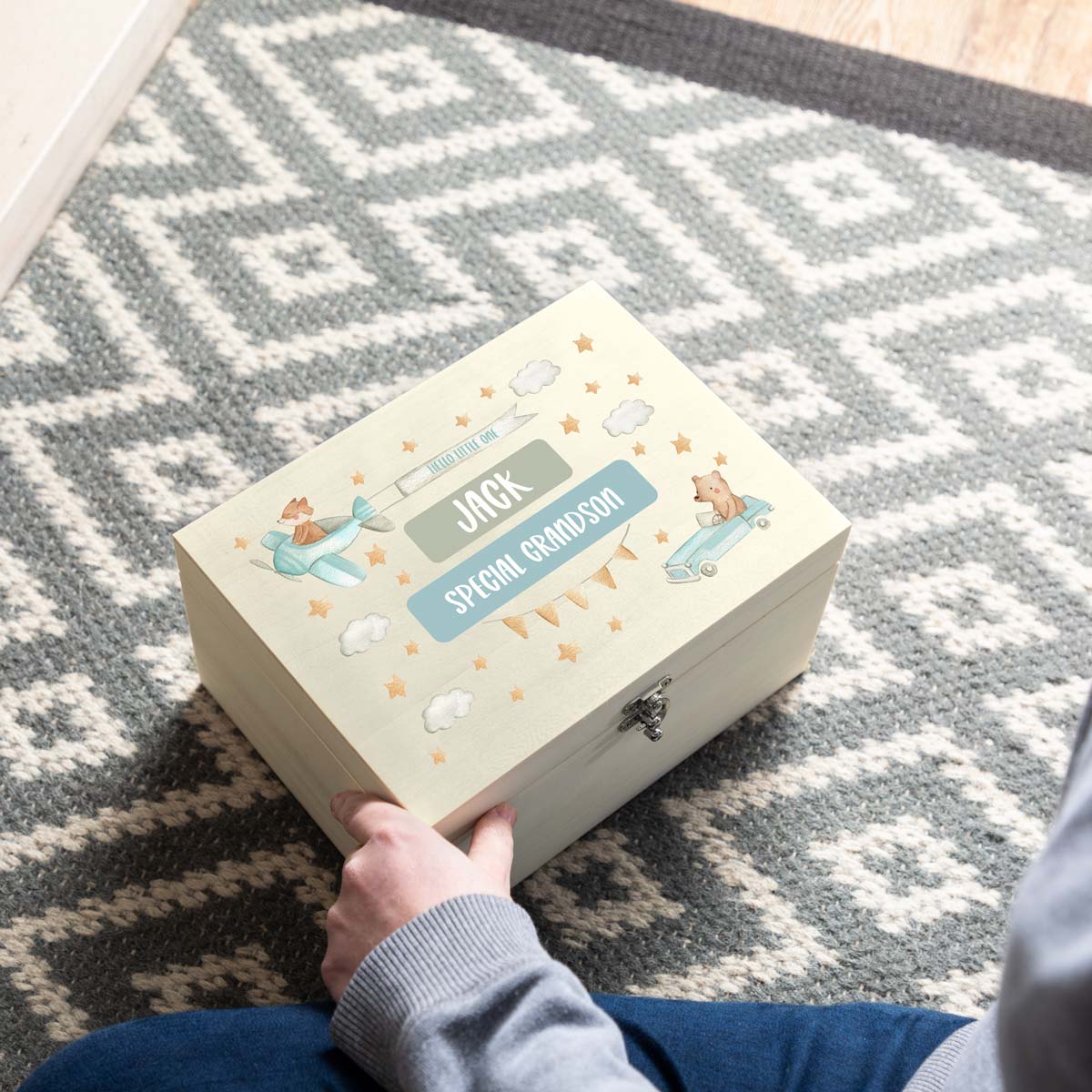Personalised Bear and Fox Keepsake Box Gift For Children