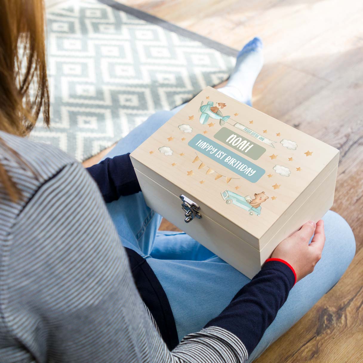 Personalised Bear and Fox Keepsake Box Gift For Children