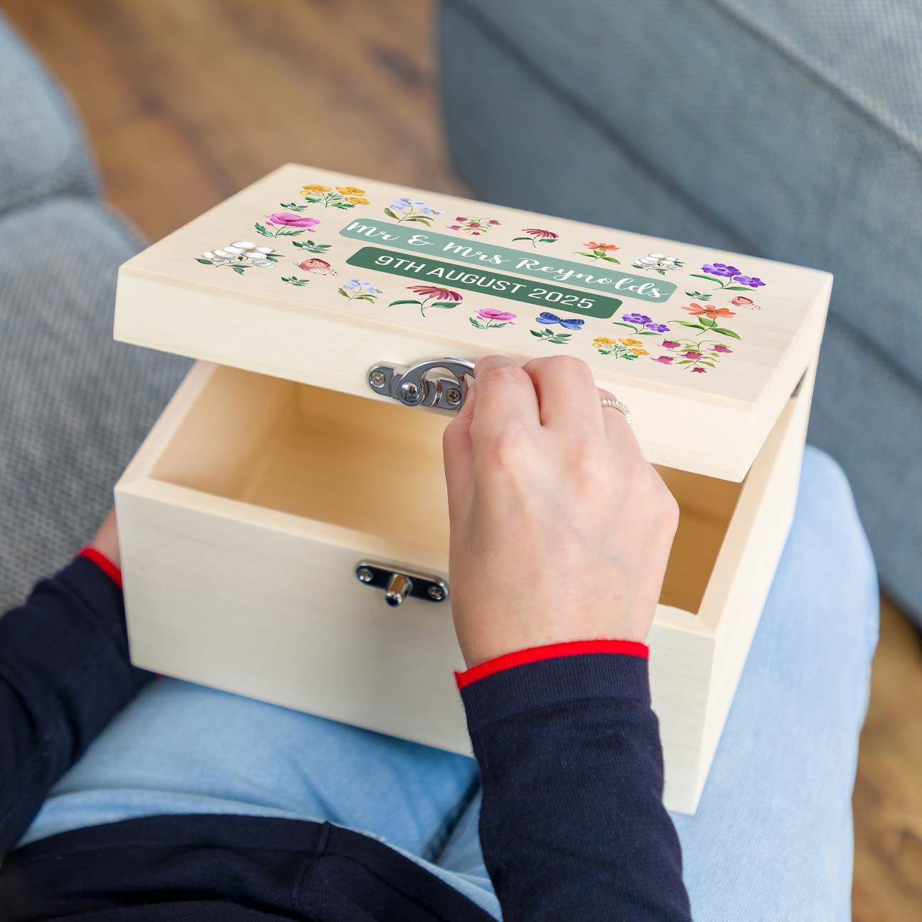 Personalised Wedding Keepsake Box Wildflowers