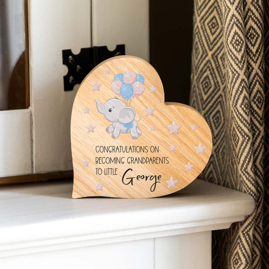 Personalised Oak Heart Congratulations On Becoming Grandparents Gift