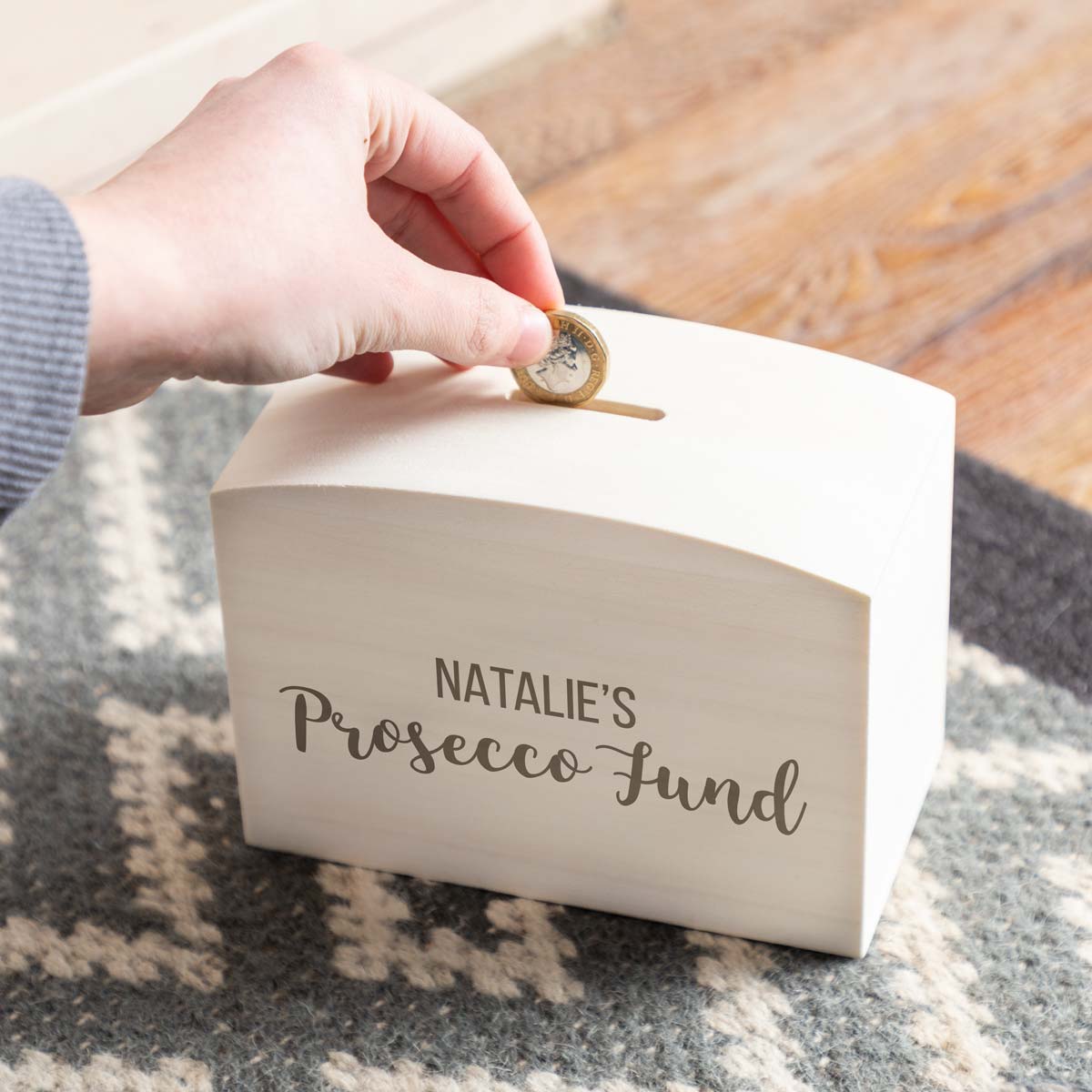 Personalised Prosecco Fund Money Box