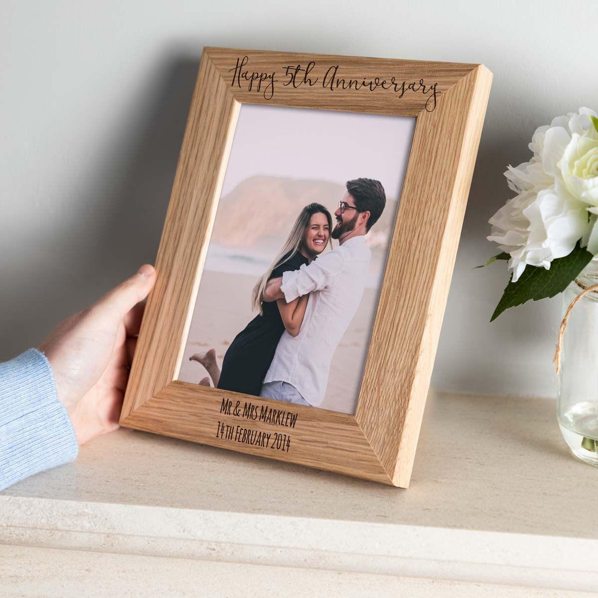 Personalised 5th Anniversary Wood Photo Frame Gift