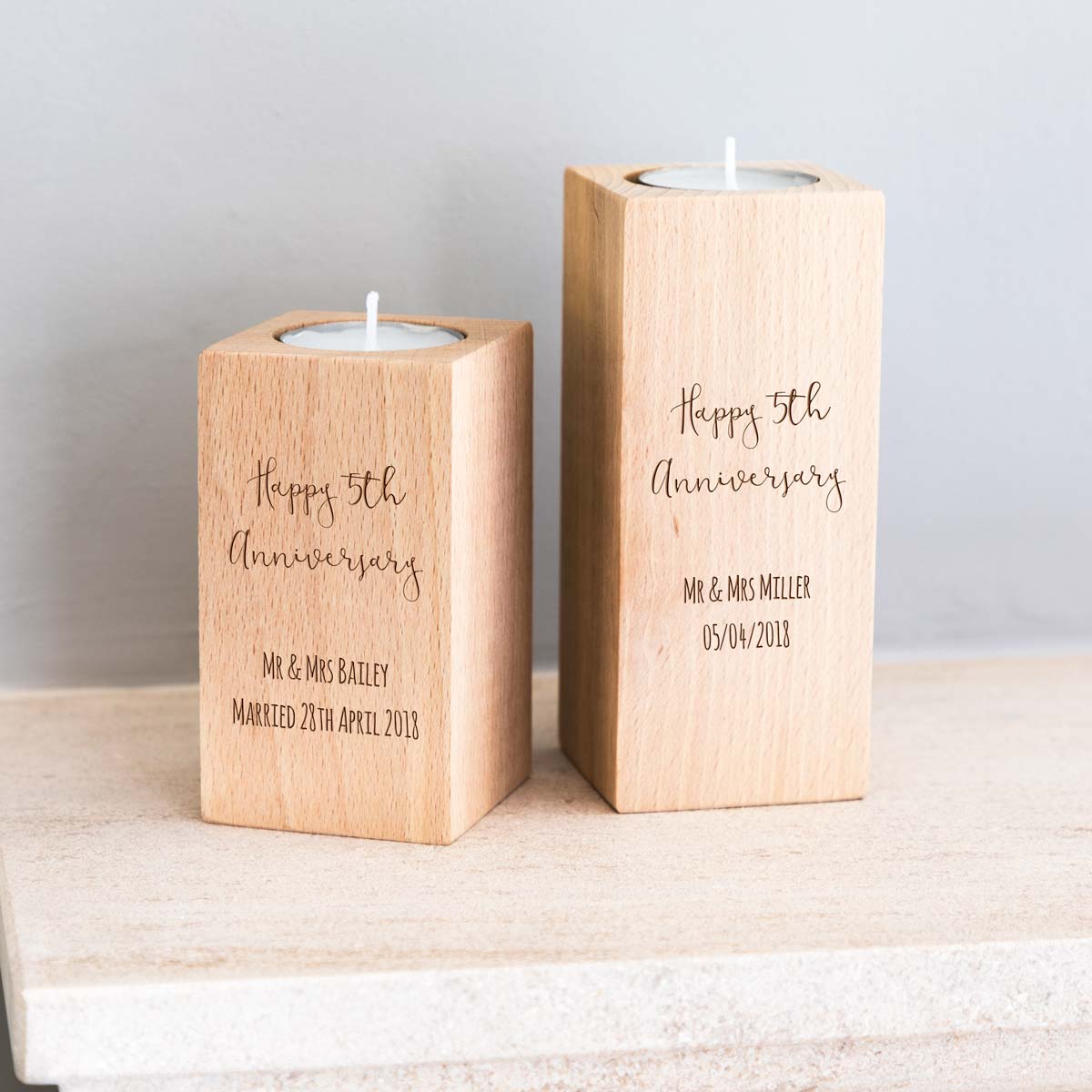 Personalised Wood Candle Holder