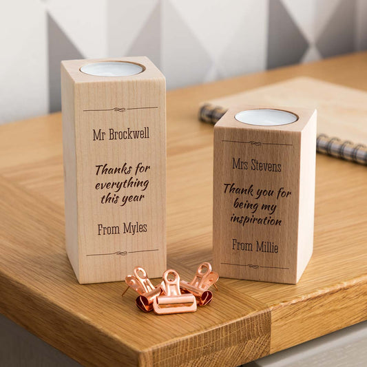 Personalised Best Teacher Gift Candle Holder With Message