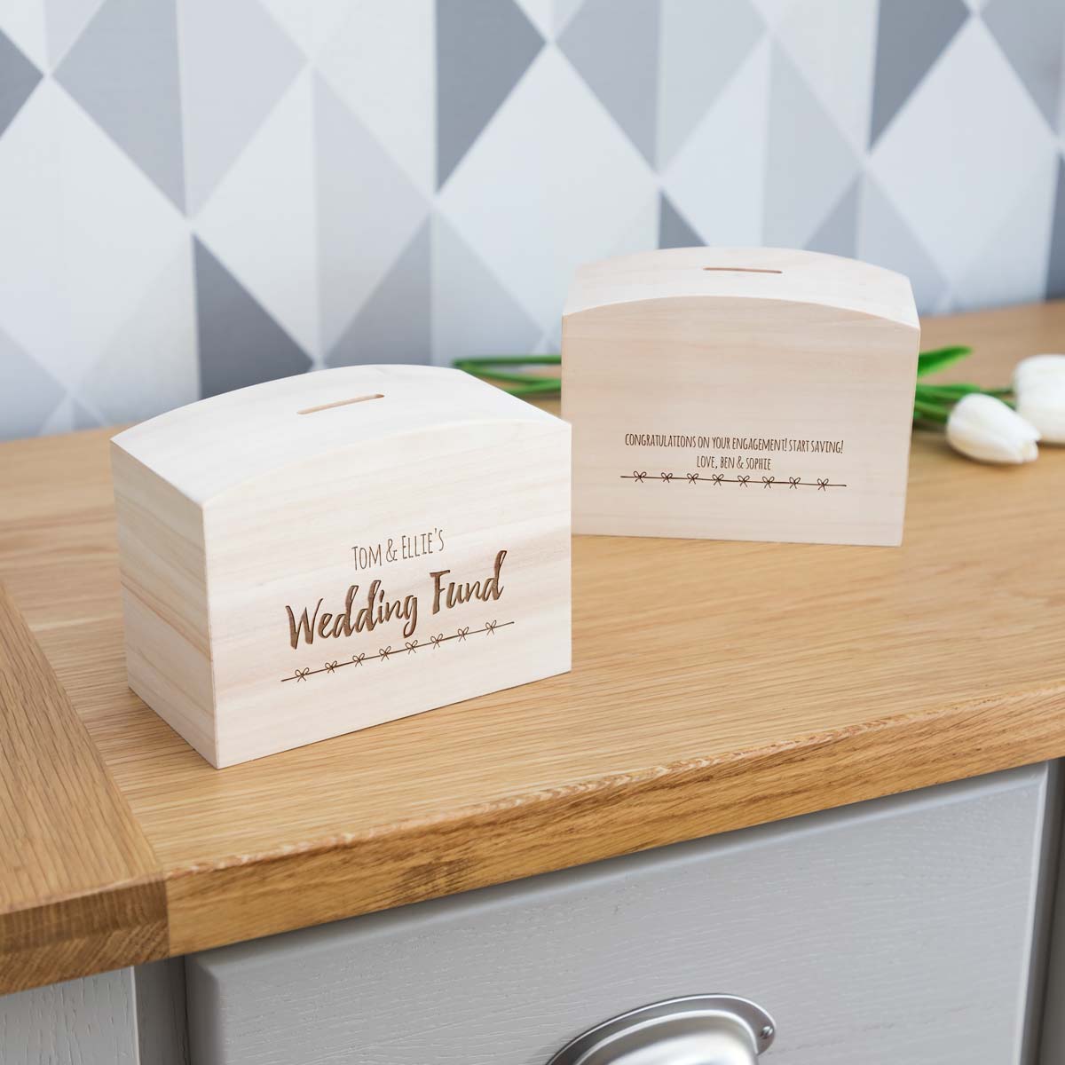 Personalised Wedding Fund Money Box With Message