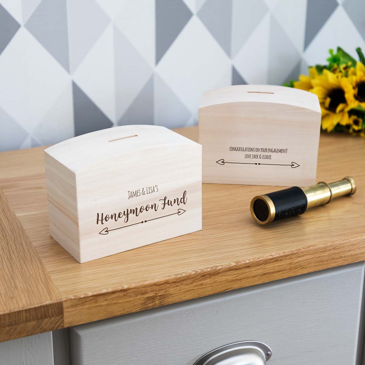Personalised Honeymoon Fund Money Box With Message