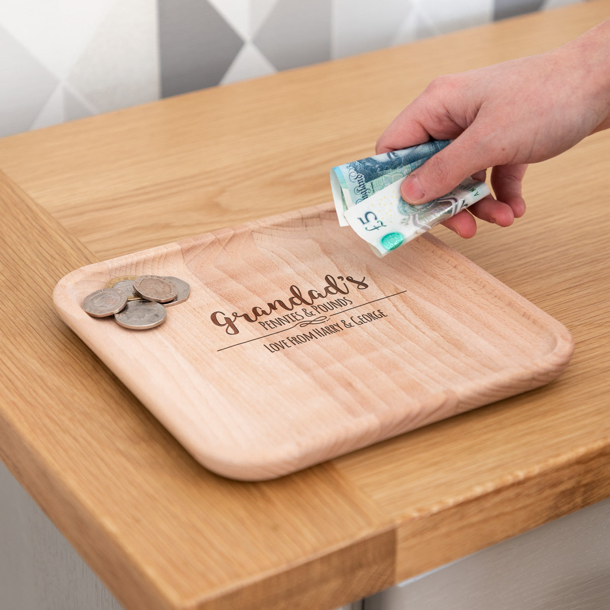 Personalised Pennies and Pounds Coin Tray