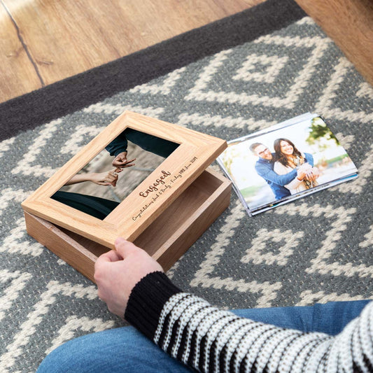 Personalised Engagement Gift Photo Keepsake Box