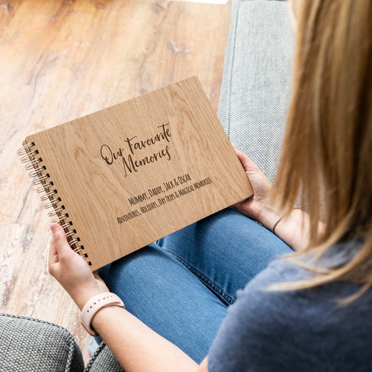 Favourite memories scrapbook with laser-engraved personalisation