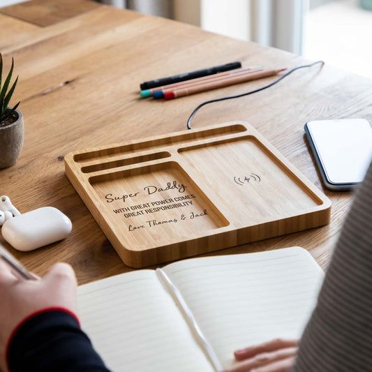 Personalised Great Power Wireless Charger Desk Tidy