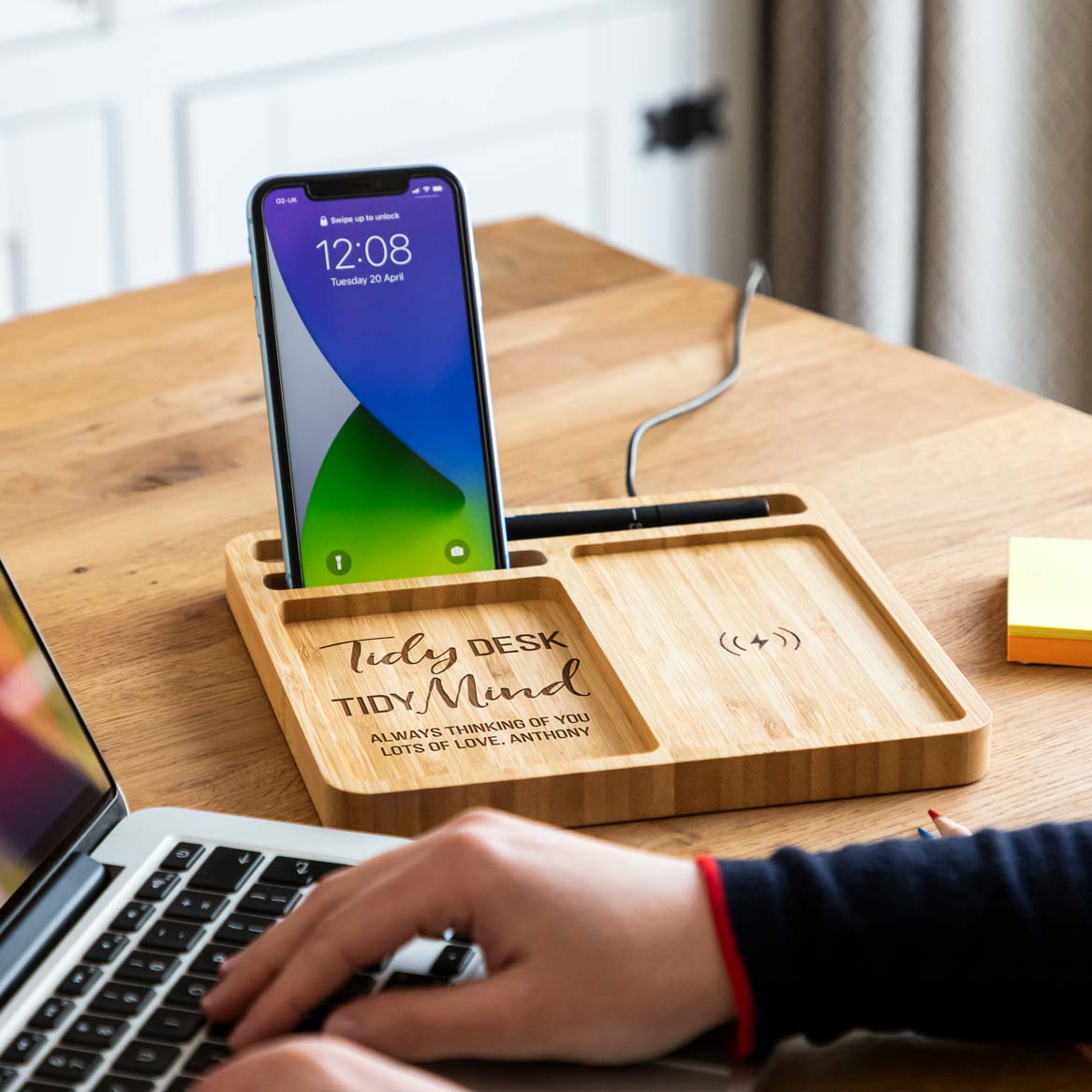 Personalised Tidy Desk Tidy Mind Wireless Charger Desk Tray