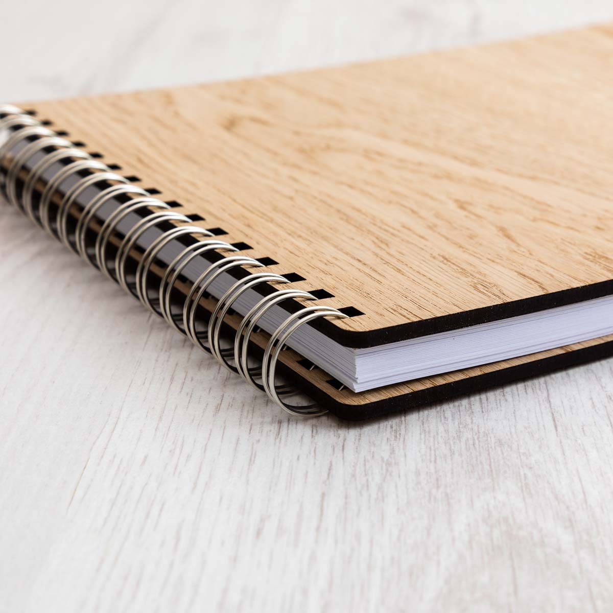 Close up of notebook oak veneer covers