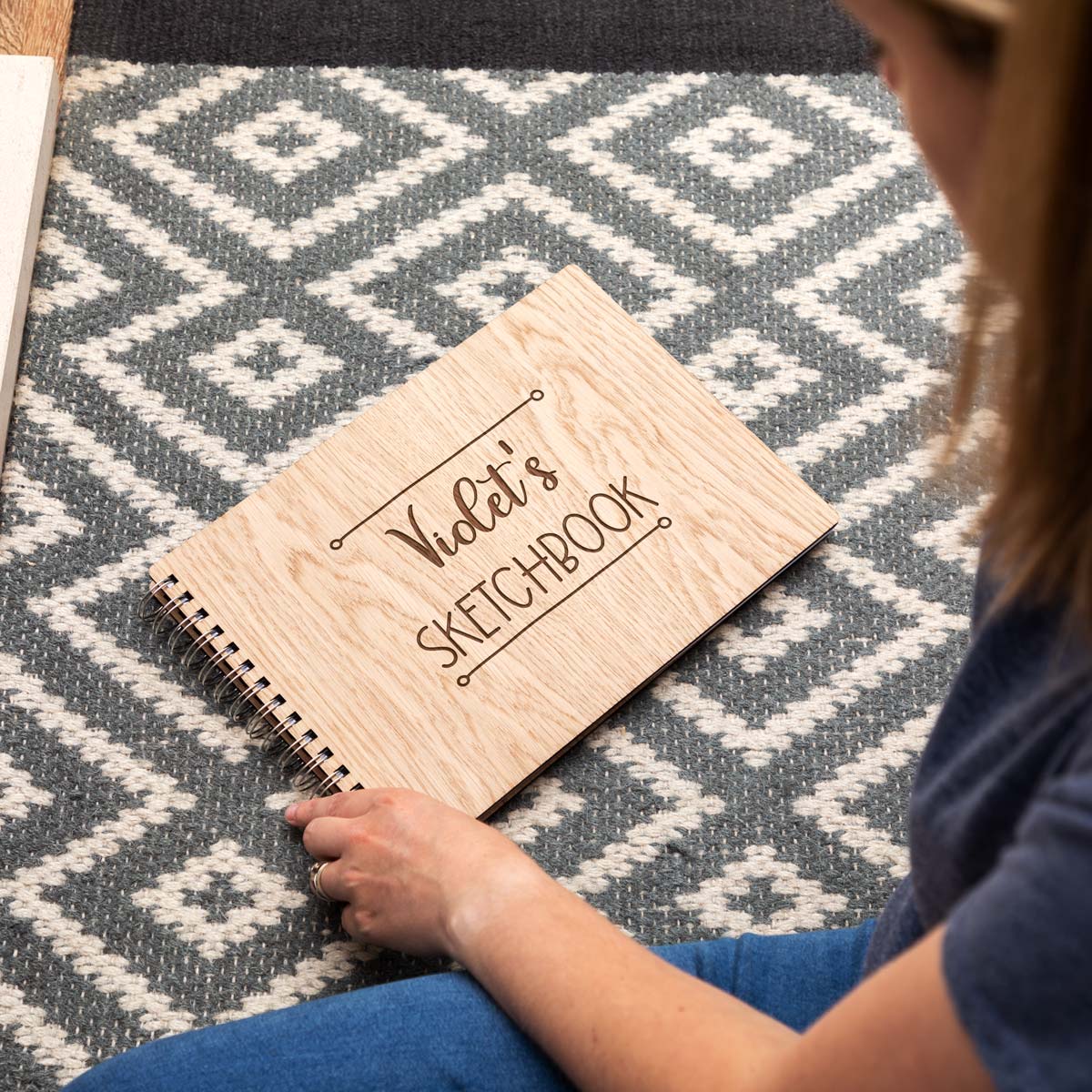 A4 landscape personalised wooden sketchbook