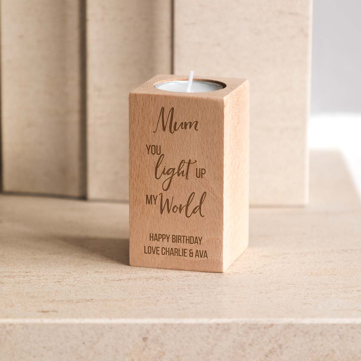 Personalised You Light Up My World Candle Holder