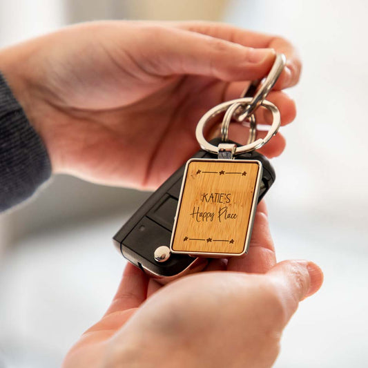 Personalised Happy Place Keyring