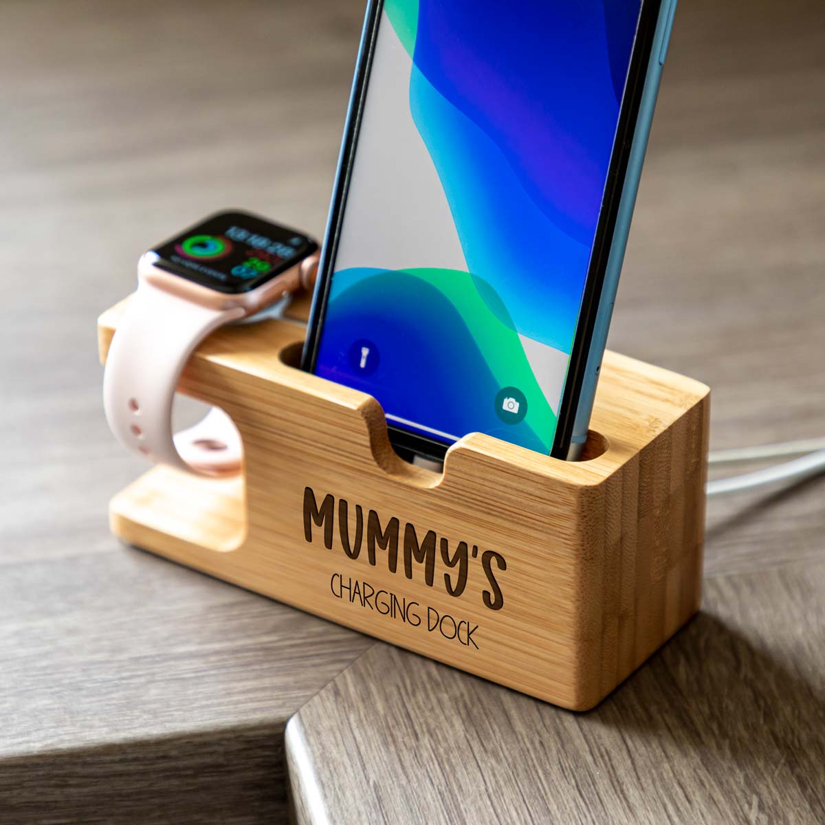 Personalised Charging Station For iPhone and Apple Watch