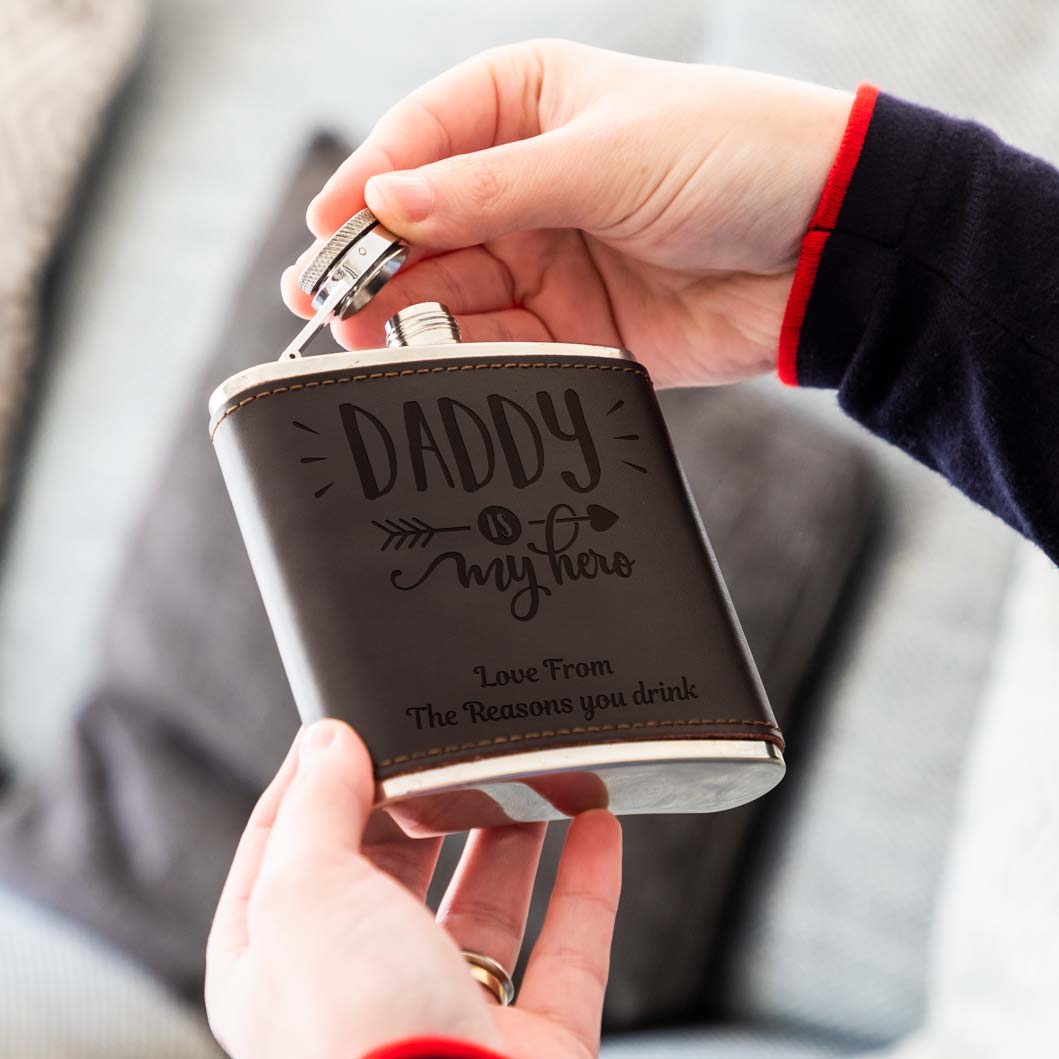 Personalised Hip Flask Daddy Is My Hero