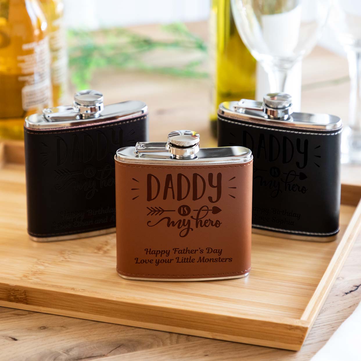 Personalised Hip Flask Daddy Is My Hero