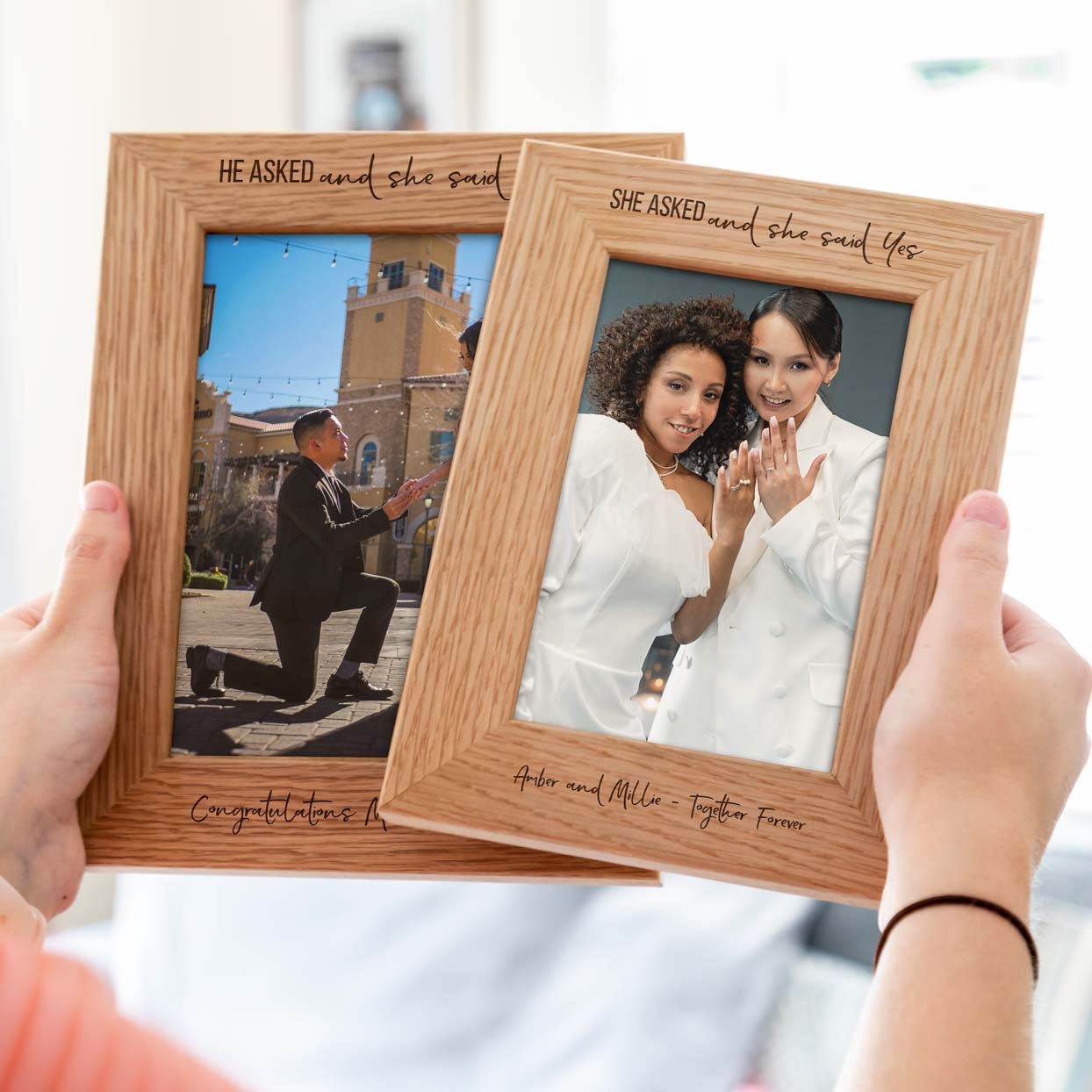 Personalised He Asked and She Said Yes Engaged Photo Frame