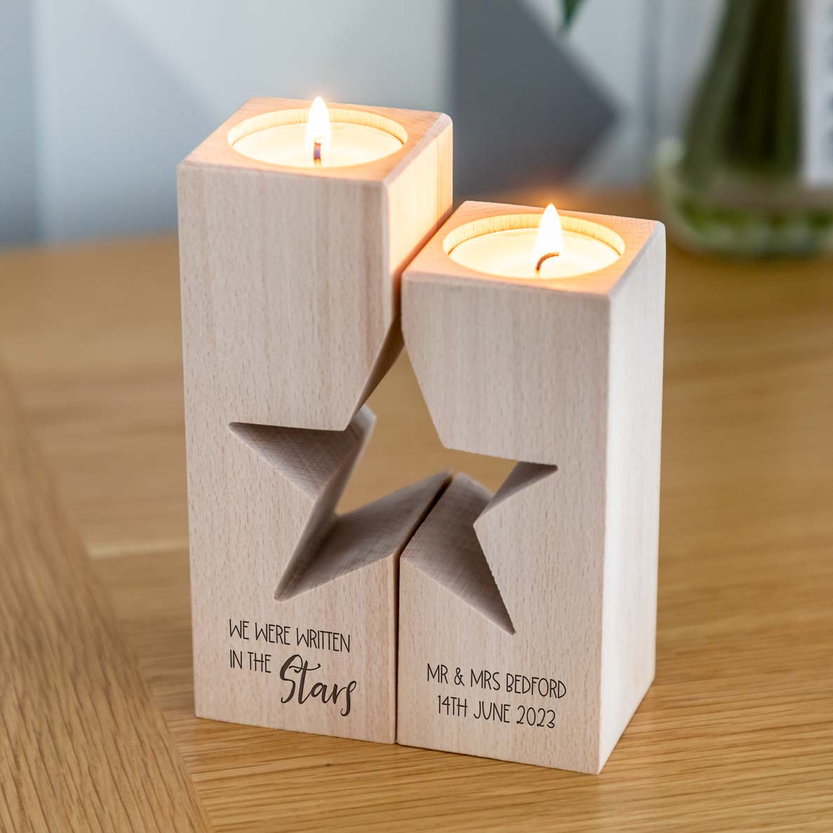 Personalised Written In The Stars Candle Holder Set