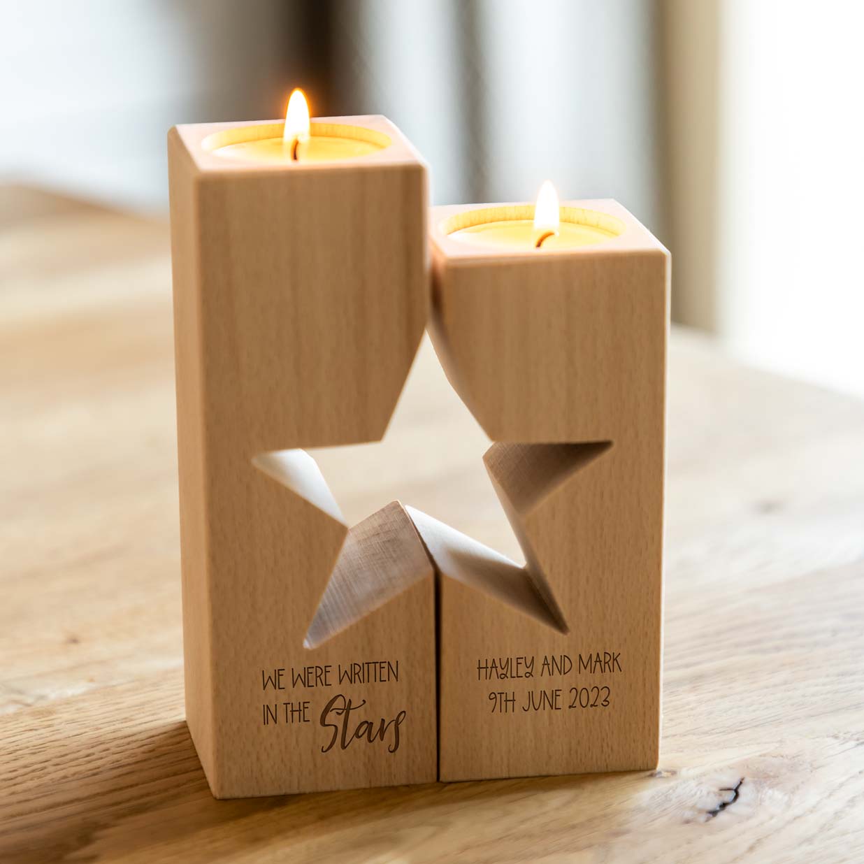 Personalised Written In The Stars Candle Holder Set