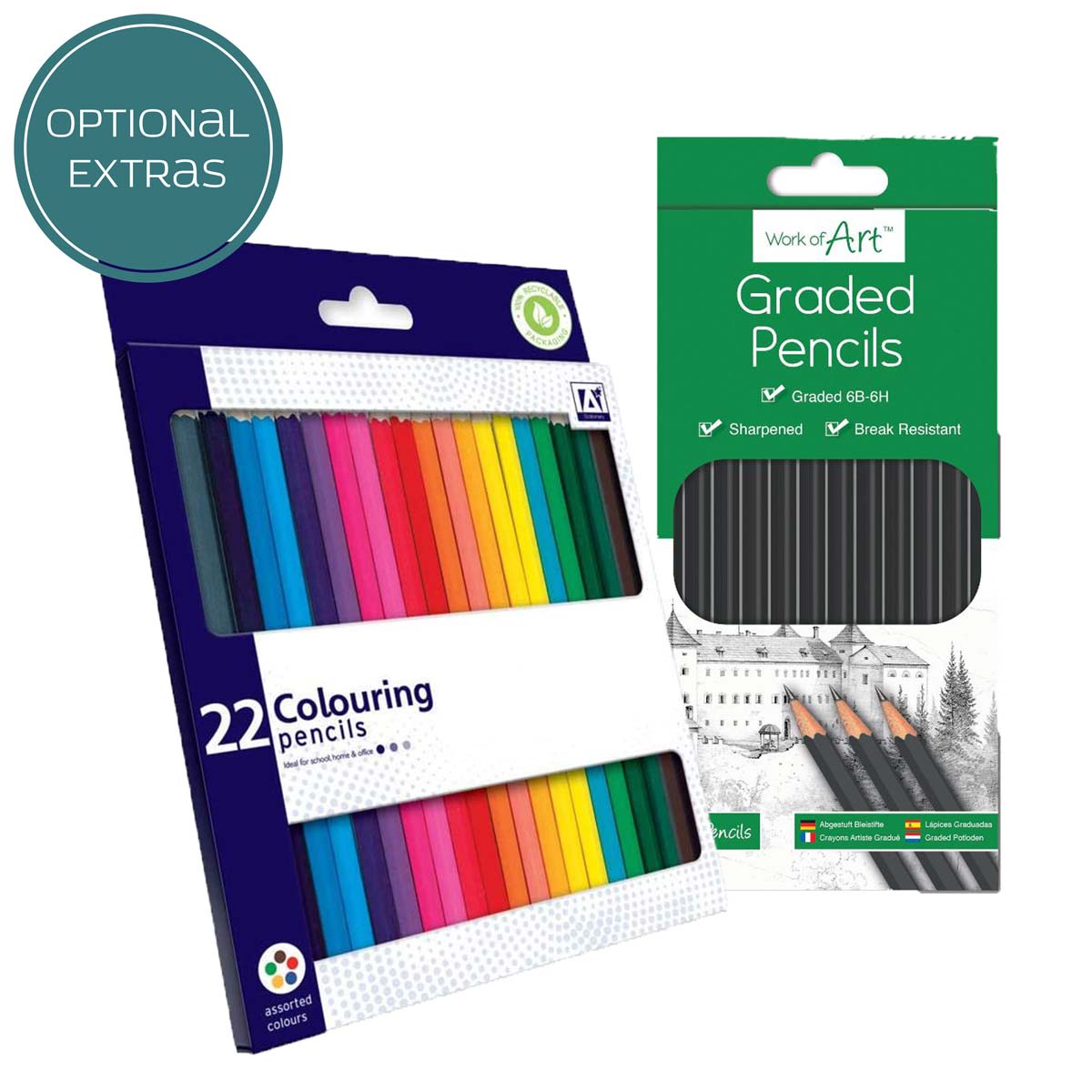Add colouring pencils and sketching pencils to your order